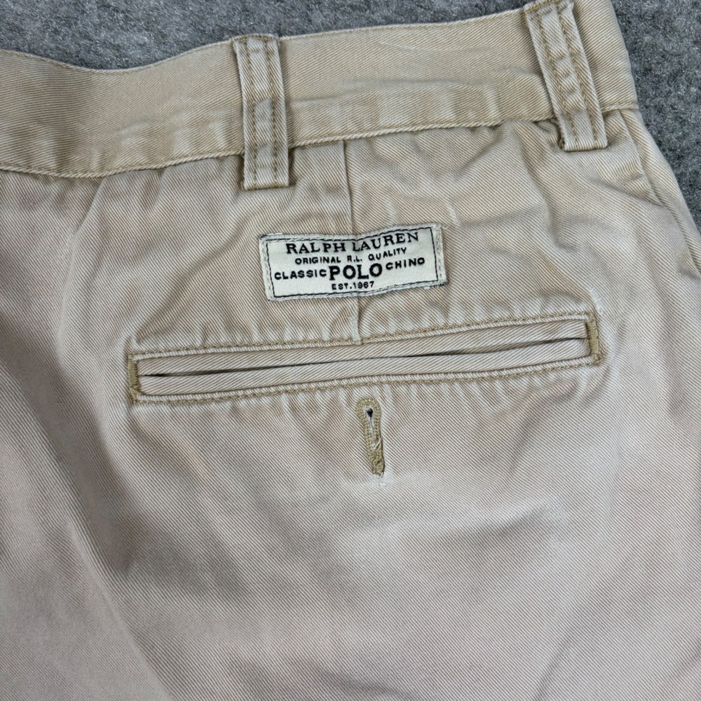 Vintage Polo Ralph Lauren Prospect Shorts Mens 34 Tan Golf Old Money Chino Twill - Picture 16 of 16